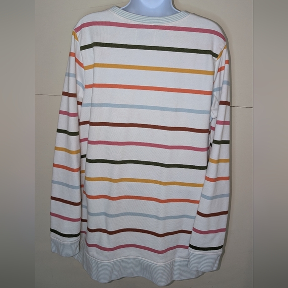 Lands' End Serious Sweats Tunic Style Sweatshirt Multi Color Stripes - Picture 3 of 8
